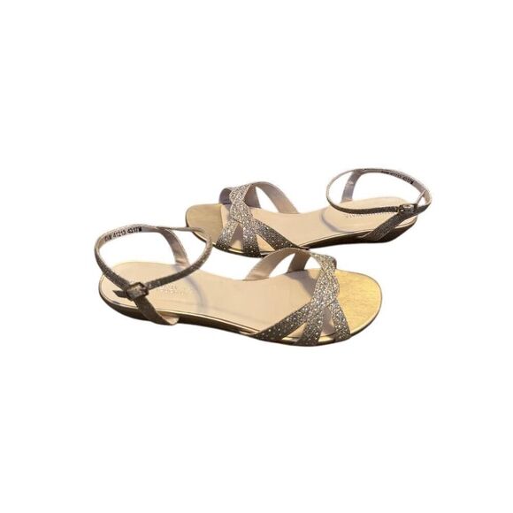 Champagne Rhinestone Prom Shoes by Touch Ups 4527– PromGirl Touch Ups Women\'s Champagne Gold Glitter Strappy Sandals Size 8.5